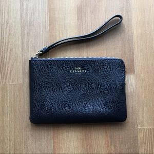 Coach Midnight Blue Pebbled Leather Wristlet